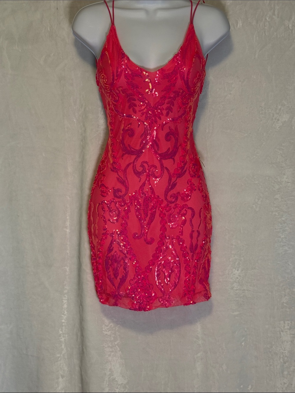B Darlin Pink Sequin Embellished Mini Slip Dress size 0
